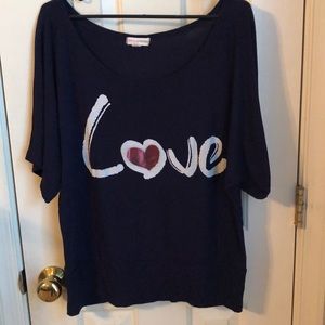 Navy Blue Top with “Love” Print